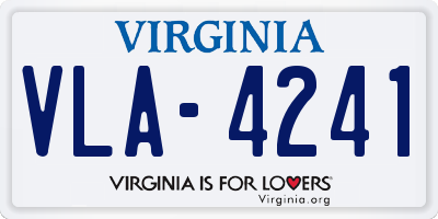 VA license plate VLA4241