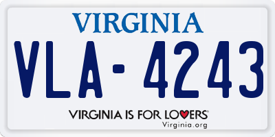 VA license plate VLA4243