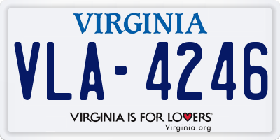 VA license plate VLA4246