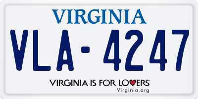 VA license plate VLA4247
