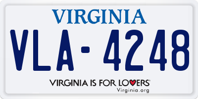 VA license plate VLA4248