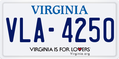 VA license plate VLA4250