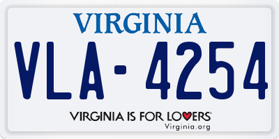 VA license plate VLA4254