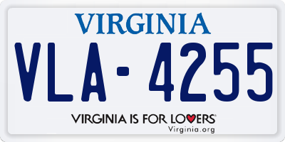 VA license plate VLA4255