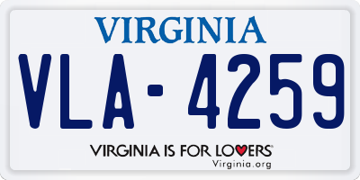 VA license plate VLA4259