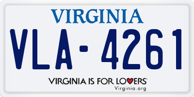 VA license plate VLA4261