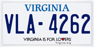 VA license plate VLA4262