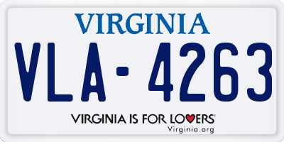 VA license plate VLA4263
