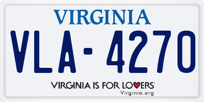 VA license plate VLA4270