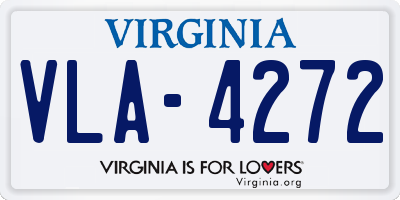 VA license plate VLA4272