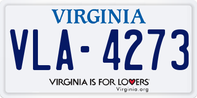 VA license plate VLA4273