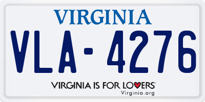 VA license plate VLA4276