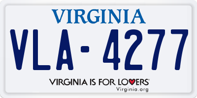 VA license plate VLA4277