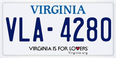 VA license plate VLA4280