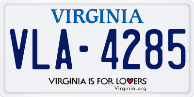 VA license plate VLA4285