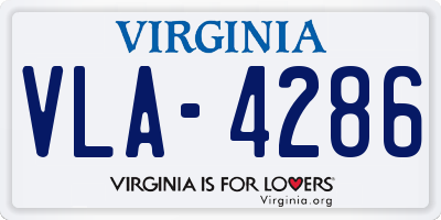 VA license plate VLA4286