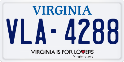 VA license plate VLA4288