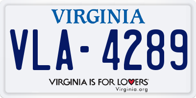 VA license plate VLA4289