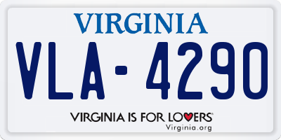 VA license plate VLA4290