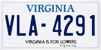VA license plate VLA4291