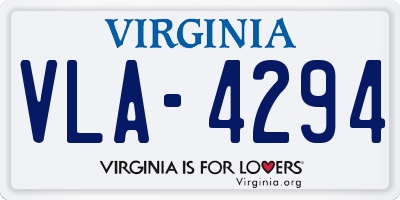 VA license plate VLA4294