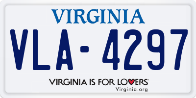 VA license plate VLA4297