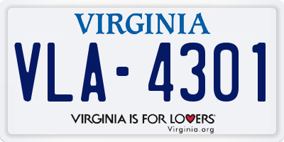 VA license plate VLA4301