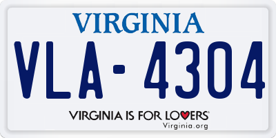 VA license plate VLA4304