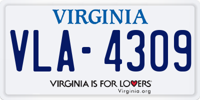 VA license plate VLA4309