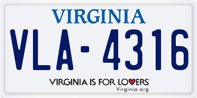 VA license plate VLA4316