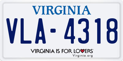 VA license plate VLA4318