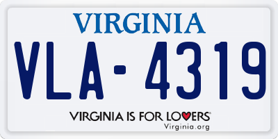 VA license plate VLA4319
