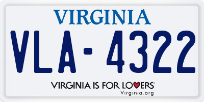 VA license plate VLA4322