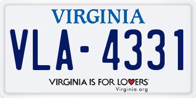 VA license plate VLA4331