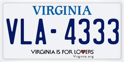 VA license plate VLA4333