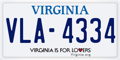 VA license plate VLA4334