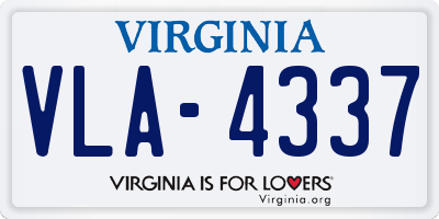 VA license plate VLA4337