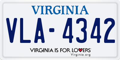 VA license plate VLA4342