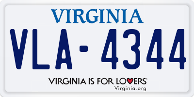 VA license plate VLA4344