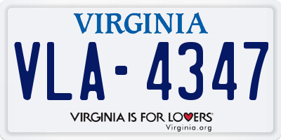 VA license plate VLA4347