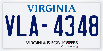 VA license plate VLA4348