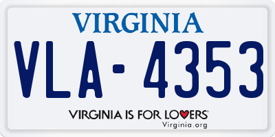 VA license plate VLA4353
