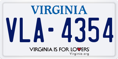 VA license plate VLA4354
