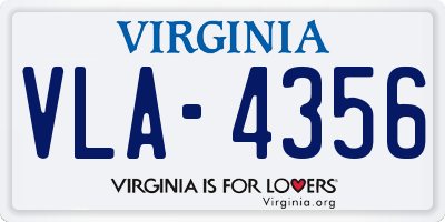 VA license plate VLA4356