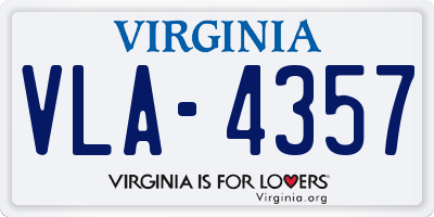 VA license plate VLA4357