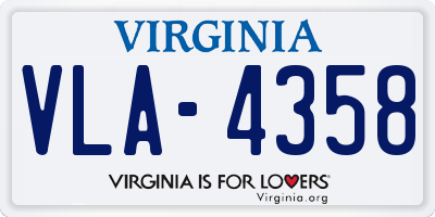 VA license plate VLA4358