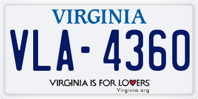 VA license plate VLA4360