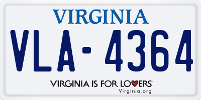 VA license plate VLA4364