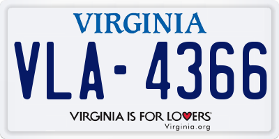 VA license plate VLA4366