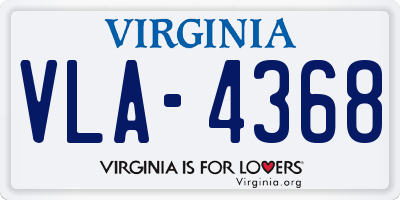 VA license plate VLA4368